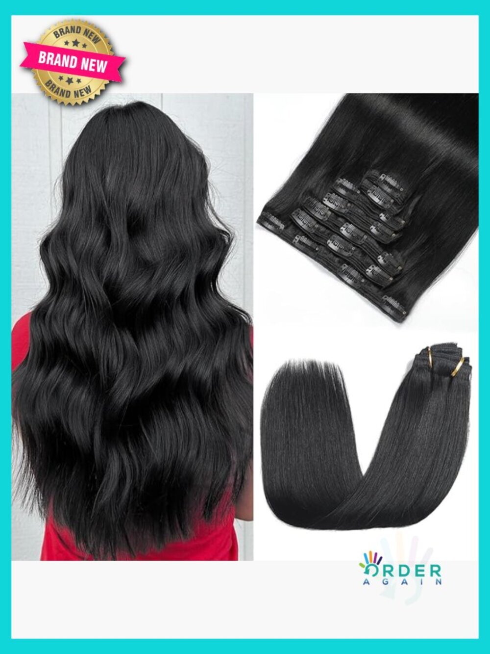 Clip In Hair Extensions Real Human Hair 24in 180g 7pcs Soft Straight Women